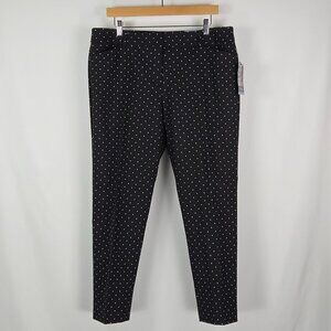 Liz Claiborne Emma Classic Pants Sz 14 Black White‎ Polka Dots Office Chic